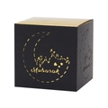 Close-up of black and gold Eid Mubarak gift box with moon and mosque silhouette cutout - 5*5*8CM / Black