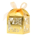 Goldene lasergeschnittene Weihnachts-Geschenkbox mit Rentier-Motiv und eleganter Schleife - Reflektierendes Gold / 5*5*8CM