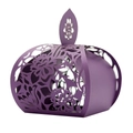 Elegant purple laser-cut rose candy box with floral patterns for wedding favors - Laser Hollow (XTH-433) / Dark Purple