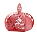 Elegant gold rose hollow-out wedding candy box with laser-cut floral patterns and handle - Laser Hollow (XTH-433) / Pearlescent Red