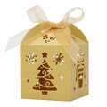 Boîte cadeau de Noël dorée découpée au laser avec ruban pour bonbons et fêtes - 5x5x8CM / Doré
