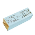 Detail of light blue triangular candy box featuring golden Love lettering and hollow pattern - Pearl Pale Blue / 5*5cm