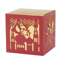 Elegant red and gold Ramadan candy box featuring laser-cut mosque and moon patterns - 5*5cm / Pearlescent Red
