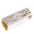Macro detail of laser-cut floral pattern and golden Love text on metallic candy box - Reflective Silver / 5*5cm