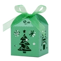 Boîte cadeau Noël vert découpée au laser avec ruban pour bonbons et fête de Noël - 5x5x8CM / Vert Foncé