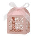 Pink pearl Happy Retirement gift box with laser cut floral patterns and white ribbon - Pink
