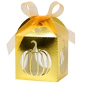 Scatola per dolci dorata a forma di zucca tagliata al laser per Halloween e nozze - 5*5*8CM / Oro Riflettente