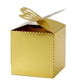 Elegante goldene quadratische Geschenkbox mit hohlem Schmetterlingsverschluss für Feiern - 6*6*10CM / Reflektierendes Gold