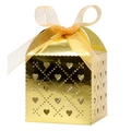 Boîtes à bonbons dorées avec découpe cœur et ruban en mousseline pour mariages - Or Réfléchissant