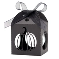 Scatola per caramelle nera di Halloween con intaglio a laser a forma di zucca - 5*5*8CM / Nero