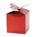 Rote Gastgeschenkbox mit Schmetterling-Design und Spiegeleffekt für Hochzeiten - 6*6*10CM / Reflektierendes Hellrot