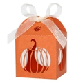 Scatola per caramelle arancione intagliata al laser con zucca di Halloween e nastro bianco - 5*5*8CM / Rosso Arancio