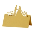 Marque-place de mariage doré découpé au laser avec décoration de silhouette de mariés - 10x10 / Doré