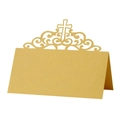 Elegant champagne gold glitter laser-cut cross table cards for wedding ceremony decor - 10*10CM / Gold
