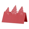 Marque-places de Noël rouges découpés au laser avec motifs de renne et sapins de Noël - 10*10CM / Rouge Perlé