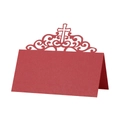 Élégante carte de table rouge découpée au laser pour mariage avec motifs floraux - 10*10CM / Rouge Perlé