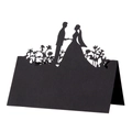 Laser cut black wedding place cards with elegant bride and groom silhouette detail - 10*10CM / Black Khaki