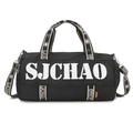 Grand sac de voyage noir avec logo SJCHAO blanc et bandoulière jacquard réglable - Noir