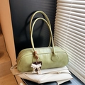 Sac baguette vert pâle à relief crocodile avec accessoire nœud en dentelle - Vert Vintage