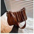 Bolso de hombro marrón plisado estilo nube en cuero sintético para mujer - Marrón
