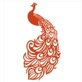 Marque-place rouge avec motif paon découpé au laser et design évidé pour banquet - Rouge