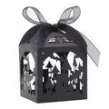 Scatole regalo Halloween nere tagliate al laser con motivi di pipistrelli e castelli - Nero