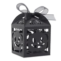 Schwarze Halloween Bonbonschachtel mit Kürbis-Ausschnitten und Satinband-Schleife - 5x5x8CM / Schwarz