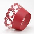 Red laser-cut cupcake wrapper with heart lace design for wedding party decoration - 5*5*8CM / Pearlescent Red