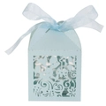 Detalle de caja de regalo azul claro cortada con láser con número 18 y diseños florales - Azul Pálido Perla