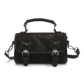 Klassische schwarze quadratische Handtasche mit Schleifen und Umhängeriemen - Schwarz