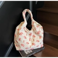Sac fourre-tout en toile blanche avec motifs de carpes koi orange et poignée intégrée - Rose