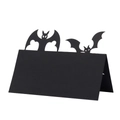 3D hollow black bat place card for Halloween party table decorations with laser-cut design - 10x10cm / Black