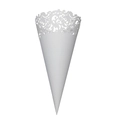 Cono bianco per matrimonio intagliato al laser con motivo a filigrana per coriandoli - 120g / Bianco Ultra