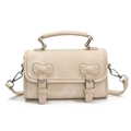 Chic cream beige satchel with bow patches and silver buckles for women - Off White