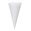 Cono per riso in carta bianca tagliata al laser con pizzo floreale per matrimoni - 120g / Bianco
