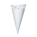 Elegant white laser-cut heart pattern paper flower cone for wedding confetti and celebrations - 120g / White