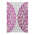 Laser cut glitter cardstock wedding invitation sleeves in sparkling rose purple floral lace - Rose Red