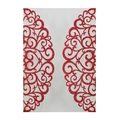 Elegant laser cut red glitter wedding invitation cover with ornate European scroll pattern - Red