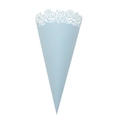 Cono di carta azzurro tagliato al laser con pizzo floreale per coriandoli e feste nuziali - 120g / Blu Chiaro