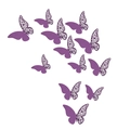 Set of 12 purple 3D hollow butterfly wall stickers with intricate floral cutout patterns - Dark Purple