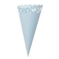 Light blue hollow heart laser cut paper cone for wedding petals and party candy favors - 120g / Light Blue