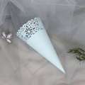 Light blue lace wedding petal cone with intricate laser cut floral hollow design - 120g / Light Blue