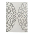Elegant laser-cut silver glitter wedding invitation cover with floral heart patterns - Silver