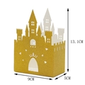 Goldene Glitzer-Schloss-Bonbonschachtel mit Kronenausschnitten, Maße 9x5x13,1cm - Gold