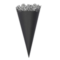 Cono per petali nero con bordi a rosa traforati a laser per decorazioni nuziali - 120g / Nero