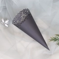 Elegant black laser-cut confetti cone with floral hollow pattern for wedding celebrations - 120g / Black