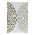 Glittery champagne gold and silver laser-cut wedding invitation sleeves with floral patterns - Cyan Gold