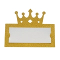 Glitter gold crown place card holder with blank white insert for wedding table decor - Hollow Crown Style-234 (XWK-234) / 10*10CM