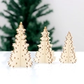 Set of 3 minimalist 3D wooden Christmas tree ornaments for DIY festive table decor - Triple (Wooden Christmas Tree)