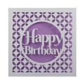 Biglietto di compleanno intagliato al laser con fodera viola e motivi floreali - N. 1 Pagina Interna Viola